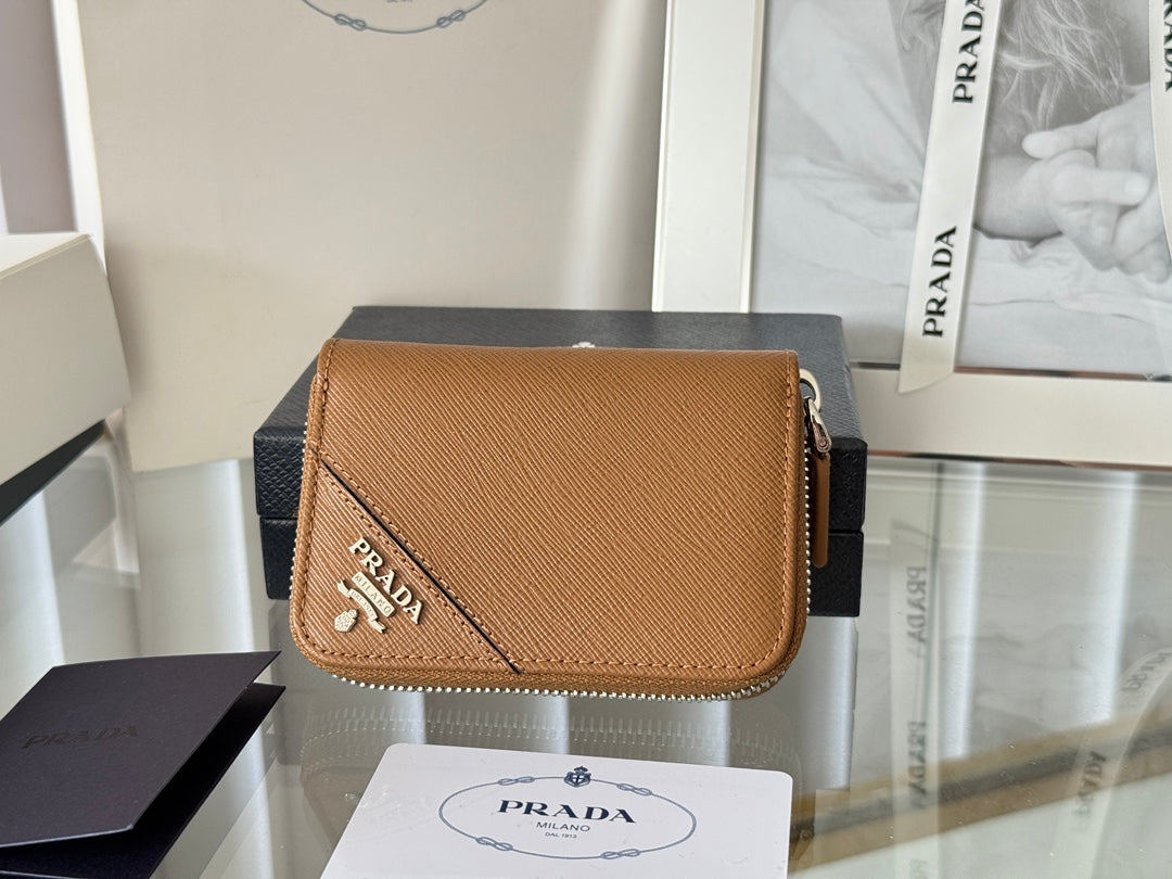 Prada 2026 Cardholder Zipper Bag 10cm Calfskin
