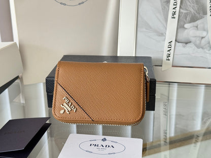 Prada 2026 Cardholder Zipper Bag 10cm Calfskin