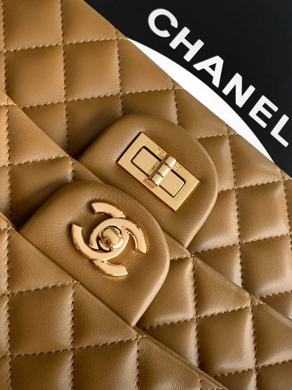 Chanel 2026 Double Flap 2.55 Bag 25.5cm Tan Quilted Lambskin