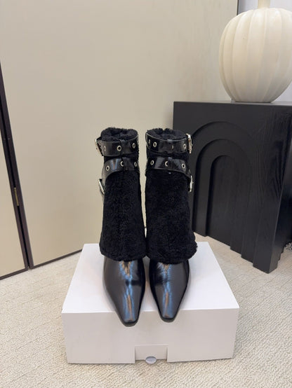 CC 26 Ankle Boot With Buckle Black Cowhide Wool 589111