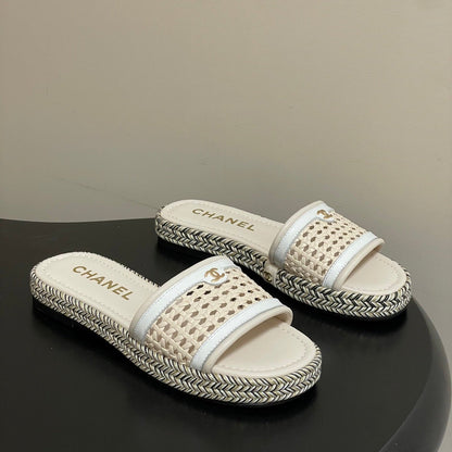CC 26s Platform Slippers Light Beige Cowhide 649459