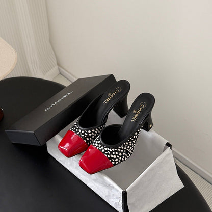 CC 2026 Mary Jane Mule 70 Black Red Patent Leather 700434