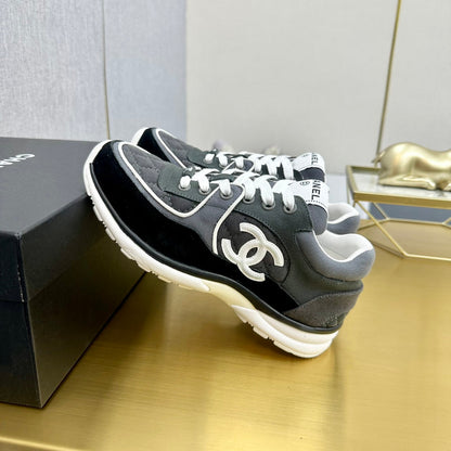 CC 2026 Casual Sneakers Black Gray Monogram Suede 668046