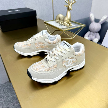 CC 2026 Casual Sneakers Beige Suede Tweed 668059