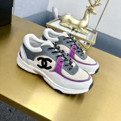 CC 2026 Casual Sneakers White Beige Gray Canvas Suede 668065