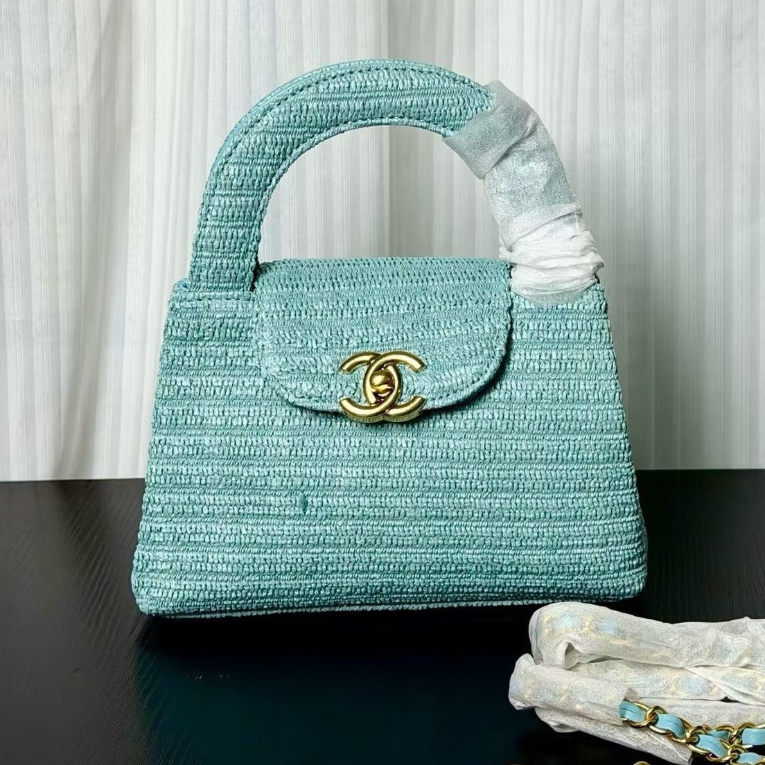 Chanel Kelly 2026 Bag 19cm Blue Woven Leather