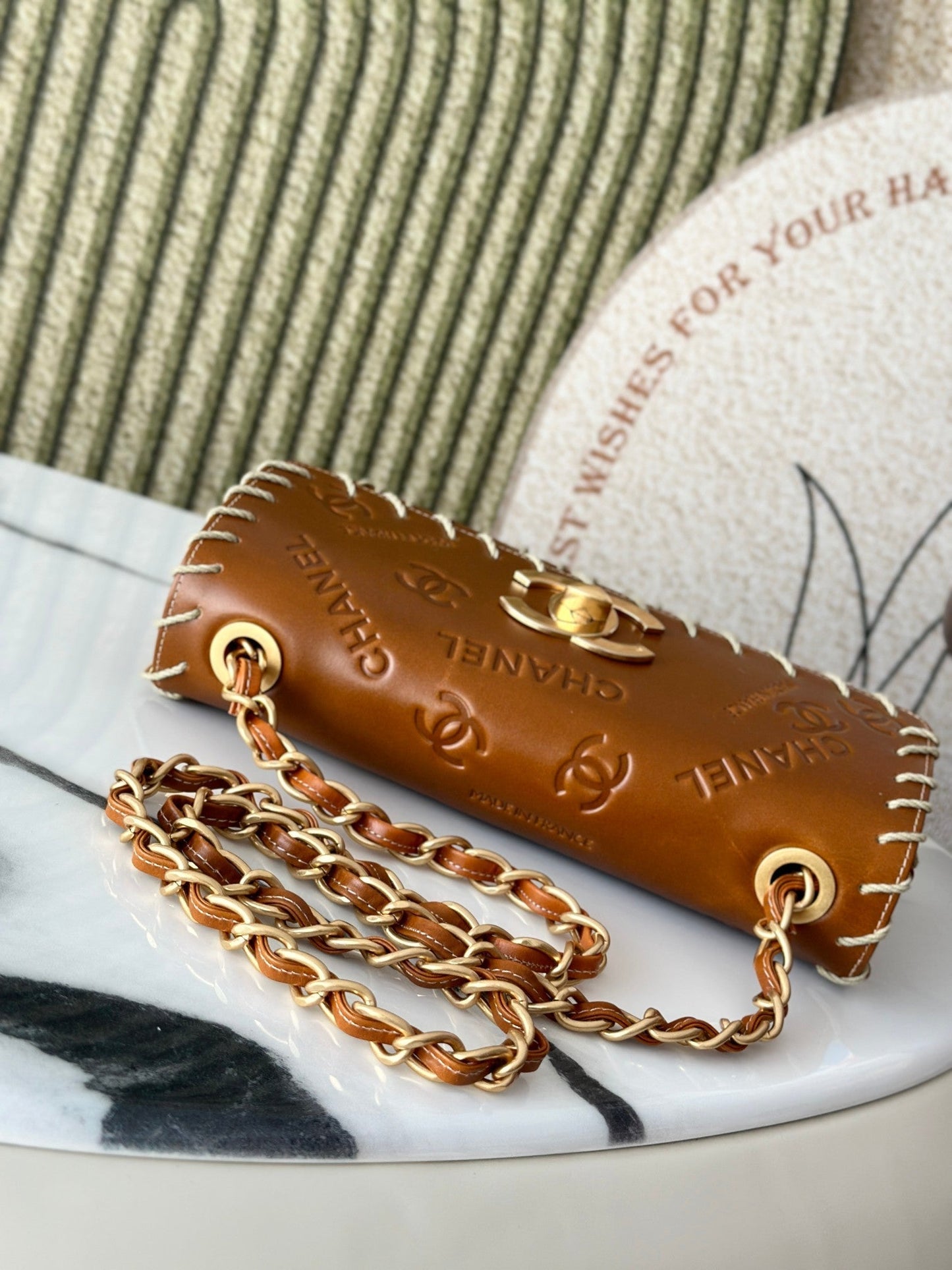 Chanel 2026 Vintage Whipstitched Flap Bag 25cm Brown Leather