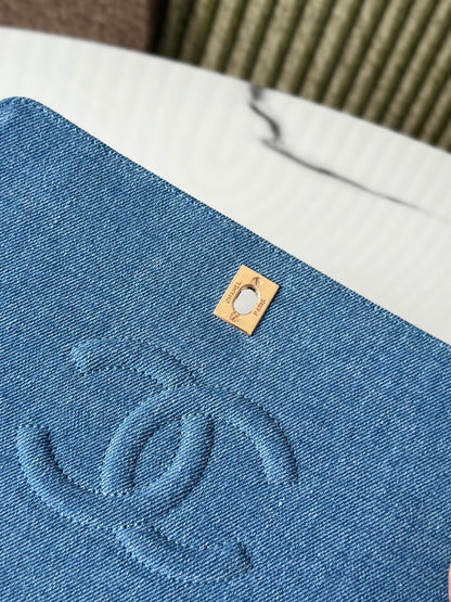 Chanel 2026 Quilted Flap Bag 25.5cm Blue Denim Leather