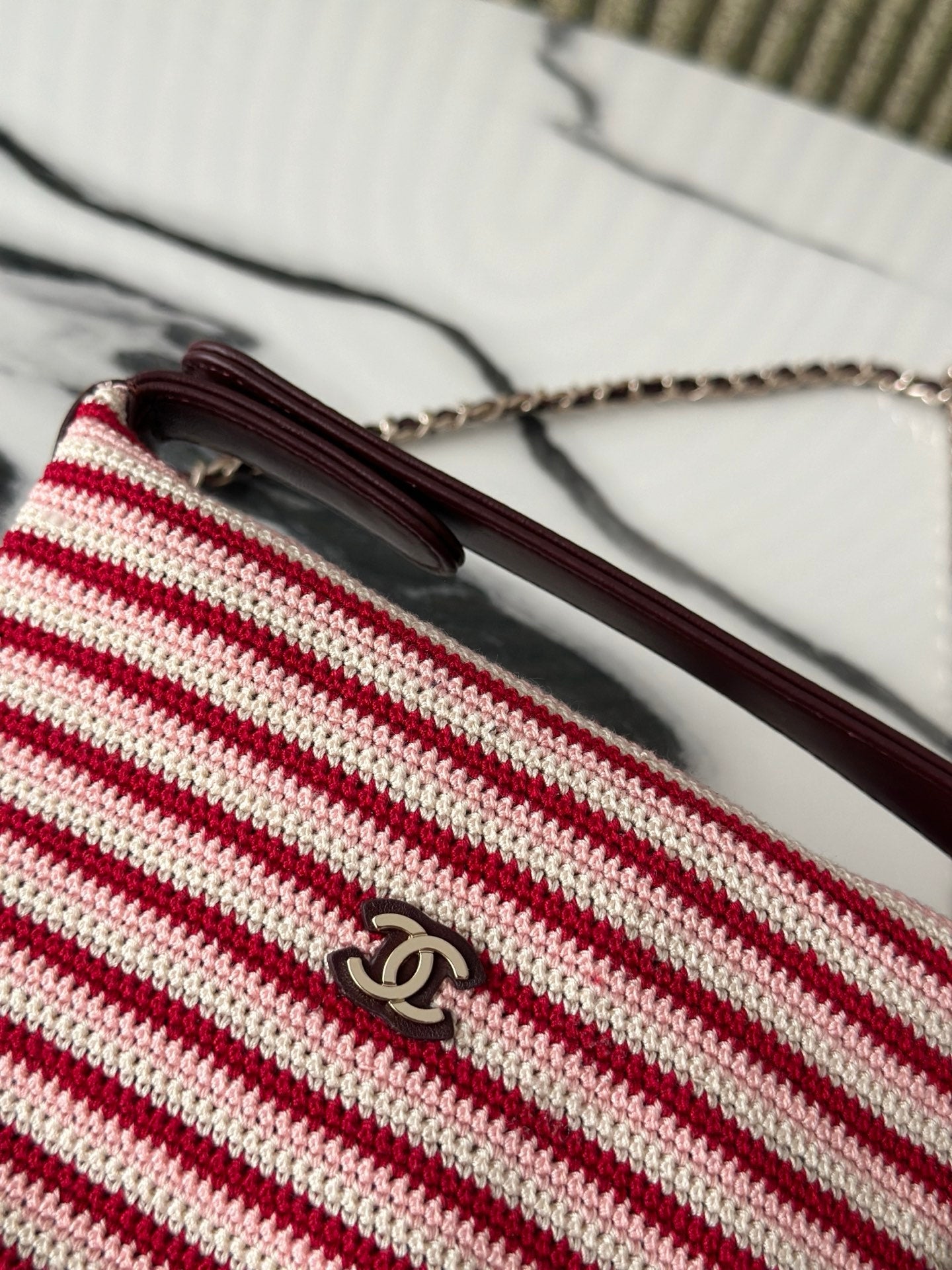 Chanel 2026 Clutch Bag 21cm Red Burgundy Wool Leather