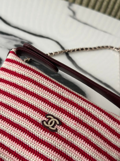 Chanel 2026 Clutch Bag 21cm Red Burgundy Wool Leather