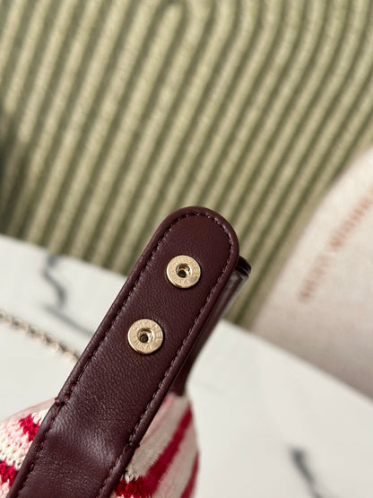 Chanel 2026 Clutch Bag 21cm Red Burgundy Wool Leather